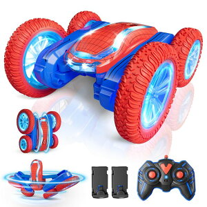R J[ Mtg RC   Detsnik Remote Control Car, Spider RC Car Toy for Boys Girls Kids 4-6 7-12, Stunt Car with 360 Rotating and Double Sided, LED Lights, Music, 2Modular Batteries 40Mins, Gifts for Birthday Christ ys