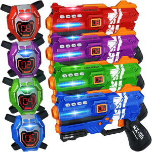 [U[^O [U[e  tFCN Laser Tag Guns Set of 4 Laser Tag Guns with Digital LED Score Display Vests,Gifts for Teens and Adults Boys & Girls,Adults and Family Fun,Gift for Kids Ages 6 7 8 9 10 11 12+Year Old Boy y