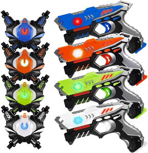 [U[^O [U[e  tFCN HISTOYE Laser Tag Guns Set of 4 with Vest Laser Tag Guns Toys for Kids Adults Laser Tag Set of 4 Lazer Tag Game Set 4 Players Indoor Outdoor Toys Gifts for 6 7 8 9 10 11 12+ Year Old Boys L y