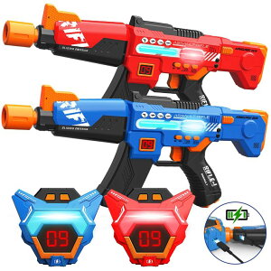 [U[^O [U[e  tFCN Rechargeable Laser Tag Guns Toys Set of 2 with Upgraded LED Digital Multi-Functional Vests Birthday Gifts for Kids Boys Girls 8 9 10 11 12+ Years Old Teens Adults Christmas Indoor&Outdoor A y