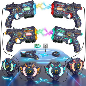 [U[^O [U[e  tFCN VATOS Rechargeable Real-time Data SYNC Laser Tag Gun - Infrared Laser Tag Sets of 4 Gun 4 Vest with Glowing Light, Lazer Tag Game for Adults, Laser Tag Gun Set of 4 for Boys Girls Age 6-12 y