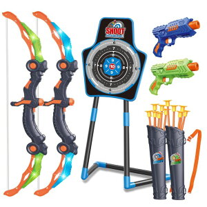 [U[^O [U[e  tFCN SpringFlower 2 Bow and Arrow Sets with LED Light-up,2 Foam Dart Guns for Kids 5 6 7 8 9 10+ Years Old, Archery Set with Standing Target for Boys & Girl, Ideal Gift ysAiz