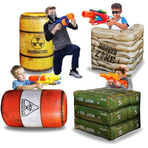 [U[^O [U[e  tFCN NINOSTAR Premium Package 4 Combat Battlefield Inflatables, Compatible with Nerf, Laser tag, Water Gun for Boys Birthday Party Activities and Decoration ysAiz