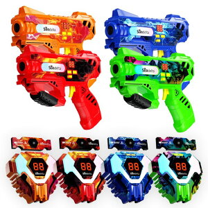 [U[^O [U[e  tFCN Sundelta Rechargeable Laser Tag Guns Set of 4-360° Sensors from Front Vest & Back Target with Real-time Data Digital LED Display, Lazer Tag Game for Kids Indoor & Outdoor Play,Teen Boys Gi y