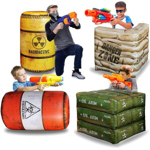 [U[^O [U[e  tFCN NINOSTAR Package 4 Combat Battlefield Inflatables, Compatible with Nerf, Laser tag, Water Gun for Boys Birthday Party Activities and Decoration. [Premium Pack] ysAiz