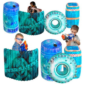 [U[^O [U[e  tFCN Skywin Obstacles for Play Wars - 8 Pieces Easy Set Up Inflatables Compatible with Nerf Gun Party and Laser Tag Game - Battle Obstacles Great for Shelter (8 Pcs Blue) ysAiz