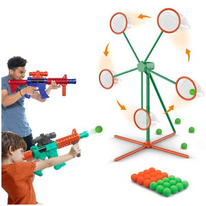 [U[^O [U[e  tFCN Shooting Games Toys for Age 5 6 7 8 9 10+ Year Old Boys, Kids Toy Sports & Outdoor Game with Moving Shooting Target & 2 Popper Air Toy Guns & 24 Foam Balls, Gifts for Boys and Girls ysA