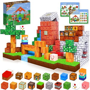 }CNtg }CN Goody King Magnetic Blocks | 100PCS Magnet Building Cube Game, Constructions Toys for Boys & Girls Age 3-4, 5 6 7 8 9 10, STEM Montessori Stacking Toy, Sensory Tiles Building Christmas for Toddlers ysAiz