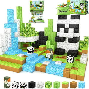 �}�C���N���t�g �}�C�N�� Magnetic Blocks-Build Mine Magnet World Panda Edition, Magnetic Tiles Building Blocks for Boys & Girls Age 3-5 4-8 5-7, Kids STEM Sensory Learning Outdoor Toys for 3+ Years Old Girls Boys Gifts �y���s�A���i�z
