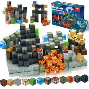 �}�C���N���t�g �}�C�N�� Magnetic Blocks - 60PCS Build Magnet Dark Castle Magnet World Set - Magnetic Toys for Montessori Toddler Christmas Birthday Gifts - STEM Sensory Toys for 3 4 5 6 7 8 9 10 Year Old Boys & Girls �y���s�A���i�z