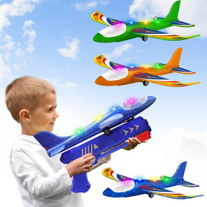 }CNtg }CN Wesfuner 3 Pack Foam Airplane Launcher Toys, 2 Flight Mode Glider Plane,Kids Flying Toy,3 4 5 6 7 8 9 10 11 12 Year Old Boys Girls Gifts,Outdoor Sport Party Favor ysAiz