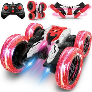 }CNtg }CN Remote Control Car, Double Sided RC Car, 4WD Off-Road Stunt Car with 360° Flips, 2.4Ghz Indoor/Outdoor All Terrain Rechargeable Electric Toy Cars Gifts for Boys Kids 3 + Year Old (Red) ysAiz