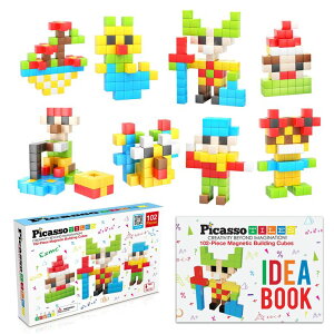 �}�C���N���t�g �}�C�N�� Picasso Cubes Kids Pixel 1�h Magnetic Puzzle Cube 102 Piece Mix & Match with FREE Idea Book Sensory Toys STEAM Education Learning Building Block Magnets Construction ToySet Stacking Magnet Creative Kit �y���s�A���i