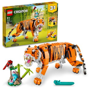 }CNtg }CN S LEGO Creator 3 in 1 Majestic Tiger Building Set, Transforms from Tiger to Panda or Koi Fish Set, Animal Figures, Collectible Building Toy, Gifts for Kids, Boys & Girls 9 Plus Years Old, 31129 ysAiz