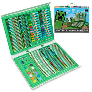 }CN  N[p[ Minecraft Art Supplies for Kids Art Set for Boys Painting Creeper Crayons Paints Markers Oil Pastels Filled Art Case Colouring Sets for Children Travel Case ysAiz