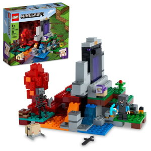 }CN  N[p[ LEGO Minecraft The Ruined Portal Building Toy 21172 with Steve and Wither Skeleton Figures, Gift Idea for 8 Plus Year Old Kids, Boys & Girls ysAiz