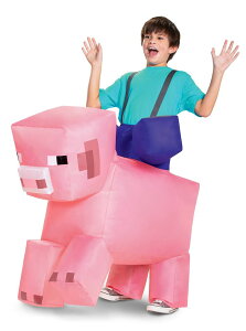 }CN  N[p[ Pig Ride On Minecraft Kids Inflating Costume Jumpsuit with Fan, Up to Size (7-8) ysAiz