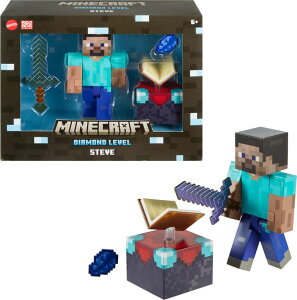 }CN  N[p[ Mattel Minecraft Diamond Level Steve Action Figure with 3 Accessories, 5.5-in Collector Scale & Pixelated Design ysAiz