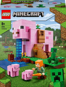}CN  N[p[ LEGO 21170 Minecraft The House-Pig Animal Building Toy with Accessories, Gifts for Boys and Girls Ages 8 and Up for Birthday Parties, Alex and Creeper Figures ysAiz