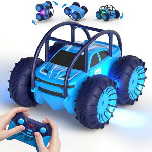 �����R�� �J�[ �M�t�g RC �������� �� MaxTronic Amphibious Remote Control Car,Rechargeable RC Cars Toy 360° Flips Rotation Stunt Crawler 15KM/H 4WD All Terrain Outdoor Indoor Toy for Kids Boys Girls 3-12 �y���s�A���i�z