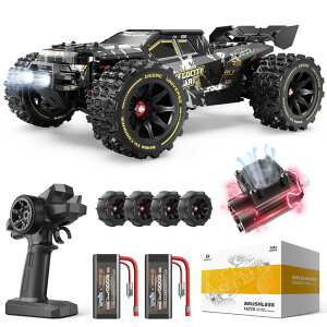 R J[ Mtg RC   DEERC 1:14 Fast Brushless RC Cars for Adults & Boys, Max 50+ MPH, 2 3S Lipo Batteries 4x4 Waterproof RC Truck, High Speed Offroad Remote Control Car, All Terrain RC Truggy for Snow,Sand & Mud ysA