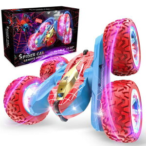 �����R�� �J�[ �M�t�g RC �������� �� VRG Spider Remote Control Car, RC Cars for 3 4 5 6 7 Year Old Boys, 360 Flip 4WD RC Stunt Cars with Cool Light Rechargeable Toys for Boys Ages 4-6 5-7 8-13 Birthday Xmas Gifts �y���s�A���i�z