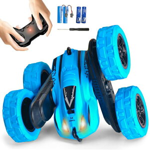 R J[ Mtg RC   RacingFun Remote Control Car,Fast RC Cars,2.4Ghz Double Sided 360° Rotating RC Stunt Cars with Headlights,All Terrain Rechargeable Car Toys for Boys Ages 5-7 8-12,Birthday Gifts for Kids Blue ysA