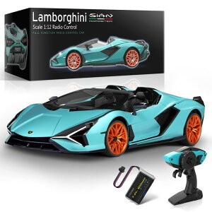�����R�� �J�[ �M�t�g RC �������� �� MIEBELY Lamborghini Remote Control Car, 1:12 Scale Lambo Toy Car 7.4V 900mAh Officially Licensed 12Km/h Fast Rc Cars with Led Light 2.4Ghz Model Car for Adults Boys Girls Birthday Ideas Gift - Bl �y���s