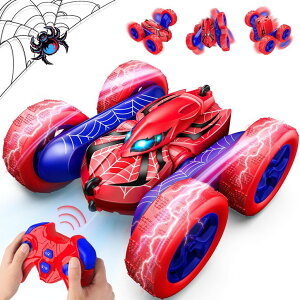 R J[ Mtg RC   Spider Remote Control Car,Double Sided 360° Rotating 4WD RC Cars for 3-12 Year Old Boys 2.4GHz Electric Rechargeable Race Stunt Birthday Halloween Xmas RC Toys for 3 4 5 6 7 8 9 10 11 12 Year Ol ys