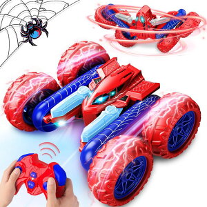 �����R�� �J�[ �M�t�g RC �������� �� Spider Remote Control Car Toys: Double Sided RC Cars Outdoor Toy for 4 5 6 7 8 9 10 Year Old Boys Girls Ages 5-7 Christmas Birthday Gifts Rechargeable Upright Stunt Car 360° Flip 4WD Gifts Age 4 �y���s