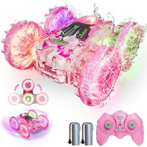 R J[ Mtg RC   BFUNTOYS Amphibious Remote Control Car for Water or Land Play, RC Car for Kids Girls with LED Lights 4WD Stunt Car Pink Pool Toys with 70/36Minutes Play 2Batteries,360°Rotation,180°Flip,2.4GHz ys