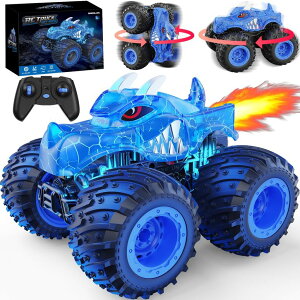 R J[ Mtg RC   BAODLON Remote Control Monster Car, 2.4GHz RC Monster Trucks Toys for 3 4 5 6 7 8 Years Old Boys Kids, All Terrain RC Truck Off Road with Spray, Light, Rechargeable Battery, Christmas Birthday Gi ys