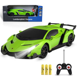 �����R�� �J�[ �M�t�g RC �������� �� Officially Licensed Lamborghini Remote Control Car, 1:24 Scale Lambo VENENO Model Cars with LED, Lamborghini Toy Car RC Cars Christmas Birthday Gift for Boys Age 3 4-7 8-12 Year Old Kids Toys (Gr �y���s