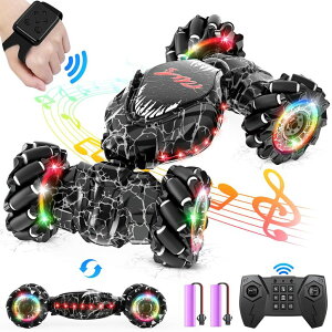 R J[ Mtg RC   OSIMILY Remote Control Car,2.4GHz LED Gesture Sensing RC Stunt Car,4WD Double Sided Rotation RC Car with Lights and Music,All Terrain Rotation Drift Car Birthday Gifts for Boys Girls (Black) ysA