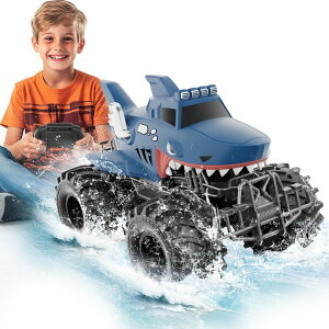 �����R�� �J�[ �M�t�g RC �������� �� MUYOLO Remote Control Shark Truck, 1:16 Rc Monster Car with 2 Batteries 2.4GHz 4WD Off-Rock All Terrain Waterproof Amphibious Toys, for Christmas Birthday Gifts Presents Kids Boys Girls Ages 6+ �y���s�A