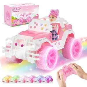 �����R�� �J�[ �M�t�g RC �������� �� Pink RC Cars for Girls, 1:16 Scale Cute Remote Control Car with 9 LED Colorful Light & Multiple Music Mode, 80 Mins Play 2.4GHz RC Trucks with Rechargeable Battery, Pretty Toys Gifts for Kids �y���s�A