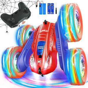 R J[ Mtg RC   Spider RC Cars Double-Sided Driving 360° Flips Rotating 4WD with Lights for Kids Ages 4-7 8-12 Year Old, Remote Control Stunt Car Toys for Boys and Girls Xmas Gift ysAiz
