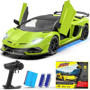 R J[ Mtg RC   AEROQUEST Lamborghini Remote Control Car, Officially Licensed 1:14 Lambo RC Car 7.4V 500mAh with 15km/h Fast Model Car Toys for Adults Boys Girls Birthday Ideas Gift, Green ysAiz