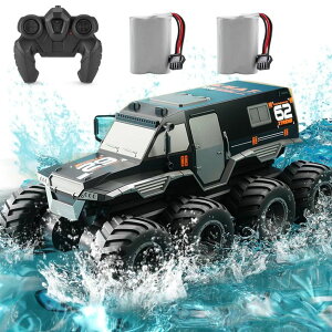 R J[ Mtg RC   KB KAIBO 2 Batteries RC Car Toys, 8WD 2.4G 1:12 Big Waterproof Monster Truck Toys, Amphibious Remote Control Car for Boys 4-12, Gift Birthday Christmas for 7 8 9 10 11 12 Year Old Boys/Girls -Bla ys
