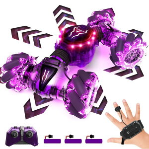 R J[ Mtg RC   Tecnock Remote Control Car RC Cars for Boys Girls, 2.4GHz 4WD Gesture Sensing RC Stunt Car Toys - 360° Rotating Double Sided Hand Controlled RC Car with Lights, Gifts for Kids ysAiz