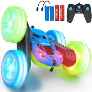 R J[ Mtg RC   Remote Control Car for Kids RC Stunt Cars with Cool Wheel Lights 360° Rotating Boys Toys for Ages 6 7 8 9 10-12 Kids Gift Ideal(Blue&Green) ysAiz