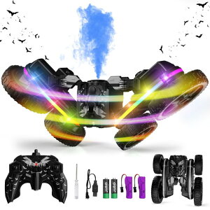 R J[ Mtg RC   Terucle Remote Control Car, 360°Rotating 4WD RC Cars with Cool Spray, 2.4Ghz Double Sided RC Stunt Car with Cool Lights, RC Drift Car for Kids Toys Best Gifts for Boys Girls Age 4-6 7 8-13 (Blac ys