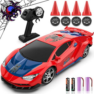 �����R�� �J�[ �M�t�g RC �������� �� FunnyHall Spider Remote Control Car RC Drift Car, 2.4GHz 4WD 15KM/H High Speed RC Cars with LED Lights Racing and Drifting Tire, Gifts Toy Car for Boys Kids 4-7 8-12 �y���s�A���i�z