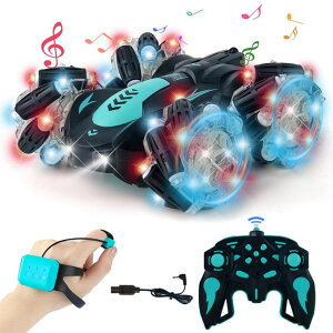�����R�� �J�[ �M�t�g RC �������� �� SYOZAC Gesture Sensing RC Stunt Car with Light, 2.4G 4WD Hand Controlled Gravity Remote Control Car Toy with 360° Flips Car for Boys Age 6 and Up Blue �y���s�A���i�z