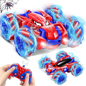 R J[ Mtg RC   Spider Remote Control Car, Fast Race Car Rechargeable 360°Rotating Double Sided RC Stunt Cars with Cool Lights, 4WD Off-Road RC Drift Car, 2.4Ghz Spider Monster Truck Toys for 4-6 5-7 8-13 Boy G ys