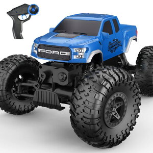 �����R�� �J�[ �M�t�g RC �������� �� DOUBLE E Ford Raptor F150 RC Car 4WD Monster Trucks for Boys,11 Inches Off Road Crawler Vehicle RC Truck Toy Gift for Boys Girls 6 7 8-12 Years-Blue �y���s�A���i�z