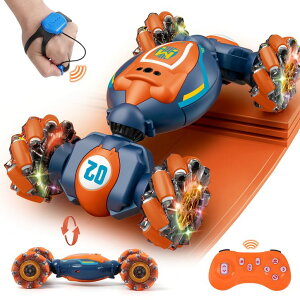 R J[ Mtg RC   QXHOL Gesture Sensing RC Stunt Car - Boys Toys Age 6-8-12, 4WD Hand Controlled Remote Control Twist Car with Light & Music, Cool Birthday Presents and Ideas Gifts for Kids Age 7 9 10 11 12 Years ys