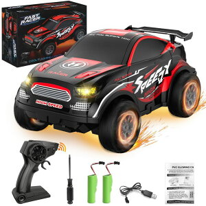 R J[ Mtg RC   Remote Control Car with Headlight and Light-up Shell for Kids,15 KM/H High Speed 4WD RC Car with 2 Rechargeable Batteries, 2.4Ghz Remote Control Truck Toys for Boy and Girl Birthday Gift ysAi