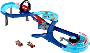 fBYj[ sNT[ J[Y Mattel Disney and Pixar Cars Playset with 2 Toy Cars, Lightning McQueen & Francesco Bernoulli, GRC Jumping Raceway Track Set with Booster ysAiz