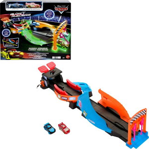 fBYj[ sNT[ J[Y Mattel Disney and Pixar Cars Glow Racers Track Set, Launch & Criss-Cross Playset with 2 Toy Race Cars, 2 Modes, Glow-in-the-Dark ysAiz